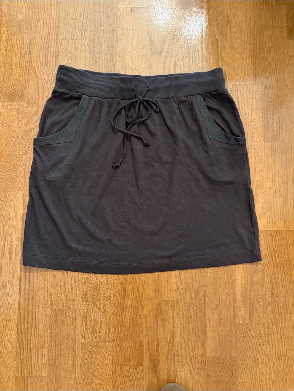 Loft Drawstring Mini Skirt S Chocolate Front pockets